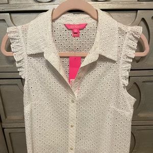 Lilly Pulitzer Lenox eyelet top in white